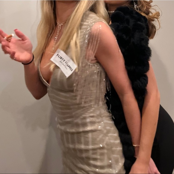 Superdown Carly Fringe Mini Dress Gold - Picture 4 of 4